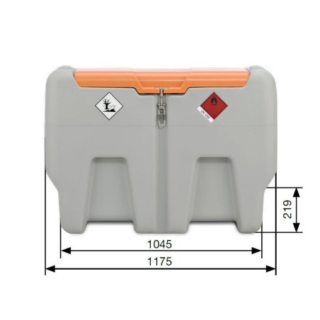 CEMO 440 literes szállítható gázolajtartály, ADR mentes, méretek